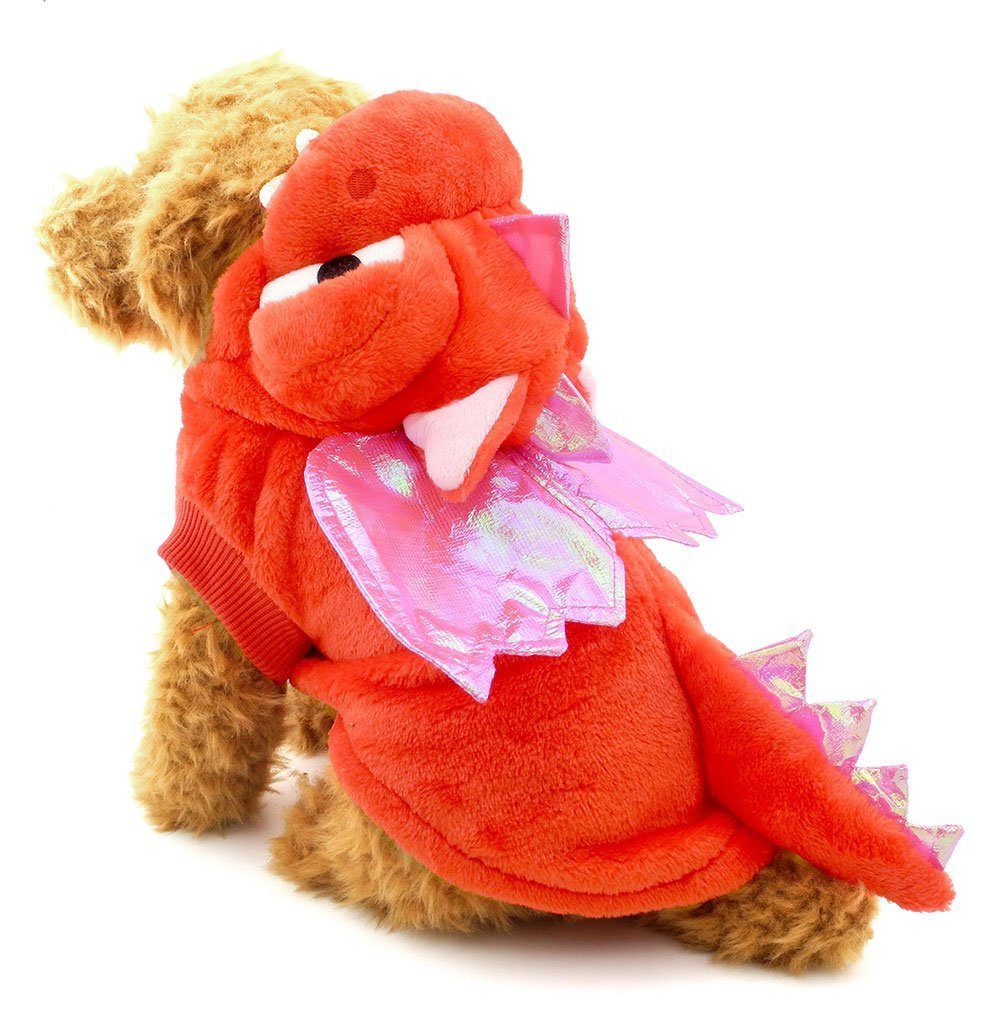 SMALLLEE_LUCKY_STORE Pet Dog Cat Flying Dragon Dinosaur Costume Velvet Coat 3