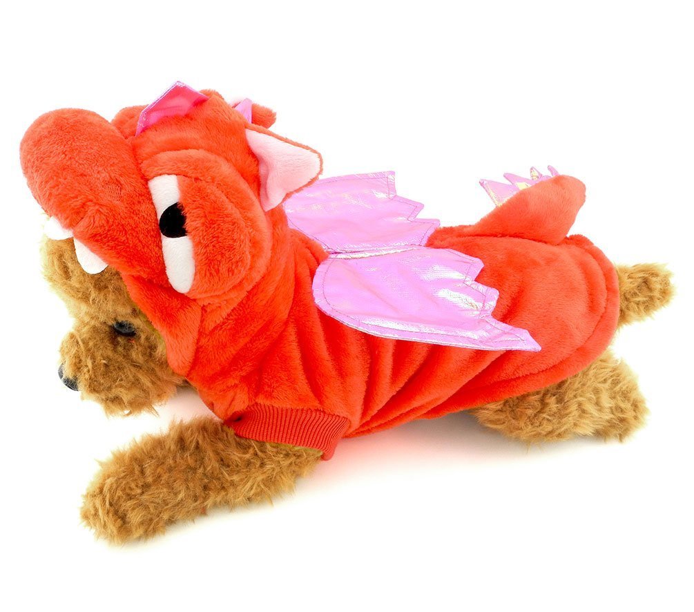 SMALLLEE_LUCKY_STORE Pet Dog Cat Flying Dragon Dinosaur Costume Velvet Coat 5
