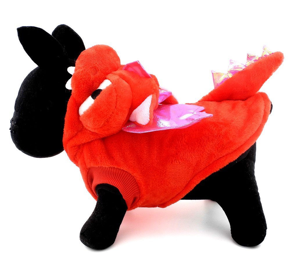 SMALLLEE_LUCKY_STORE Pet Dog Cat Flying Dragon Dinosaur Costume Velvet Coat 7