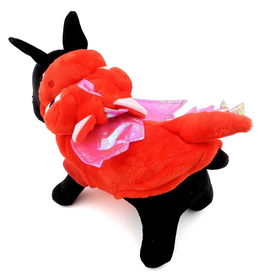 SMALLLEE_LUCKY_STORE Pet Dog Cat Flying Dragon Dinosaur Costume Velvet Coat 8