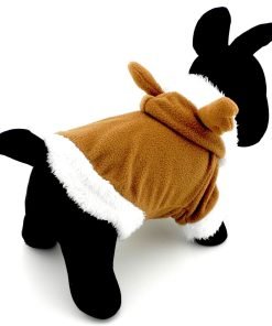 SMALLLEE_LUCKY_STORE Pet Small Dog Cat Clothes Fleece Reindeer Costume Halloween Dress Up Khaki 4