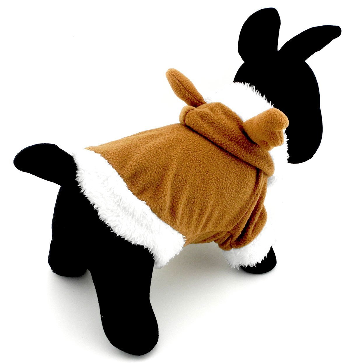 SMALLLEE_LUCKY_STORE Pet Small Dog Cat Clothes Fleece Reindeer Costume Halloween Dress Up Khaki 4