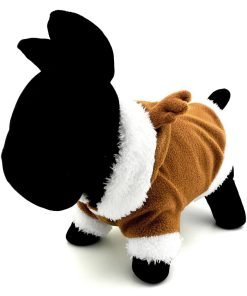 SMALLLEE_LUCKY_STORE Pet Small Dog Cat Clothes Fleece Reindeer Costume Halloween Dress Up Khaki 8