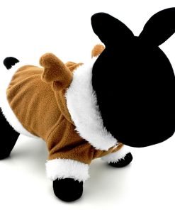 SMALLLEE_LUCKY_STORE Pet Small Dog Cat Clothes Fleece Reindeer Costume Halloween Dress Up Khaki 9