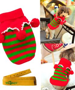 Christmas Dog Cat Pet Sweater Knitwear Outerwear with Collar and Balls for Cats & Dogs - 1