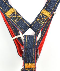 CuteBone Adjustable Dog Leash Harness - Collar Set Heavy Duty Denim Harness Leash Set for Large Medium Small Dog’s Training & Everyday Walking GS01 5
