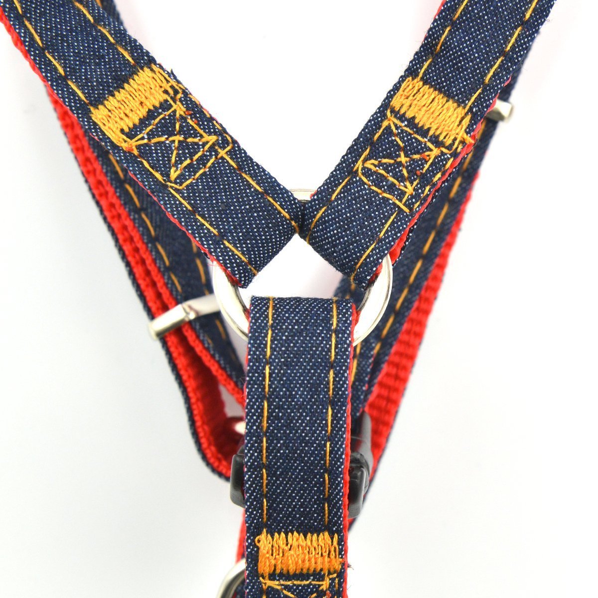 CuteBone Adjustable Dog Leash Harness - Collar Set Heavy Duty Denim Harness Leash Set for Large Medium Small Dog’s Training & Everyday Walking GS01 5