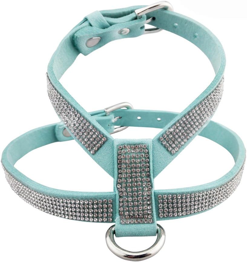 DOGGYZSTYLE Dog Harness Bling Rhinestone Korea Suede Pet Puppy Small Dogs Vest Collar Leash Set For Chihuahua Teacup Cat - 3