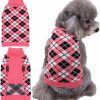 Dog Sweater Coat Apparel - Plaid Knitwear Winter Clothes,Pink,S - 1