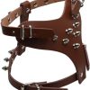 Dogs Kingdom 13.5"-17" Chest Genuine Leather Spiked Studded Pet Puppy Dog Harness Adjustable Small Dog Chihuahua Harness