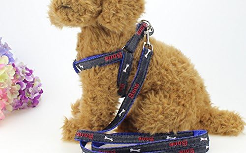 Fast and Good Dog Leash Harness, Adjustable and Heavy Duty Durable Denim Dog Leash Collar for Training Walking Running - 3