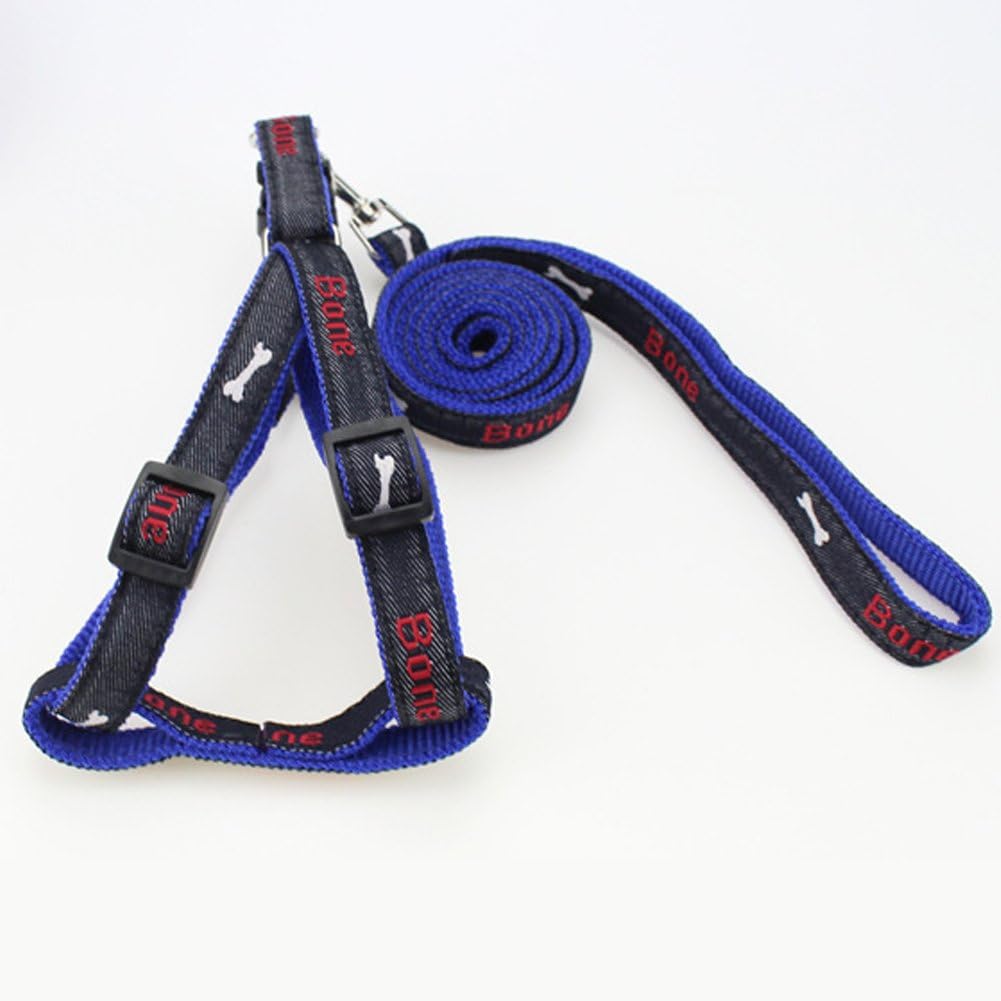 Fast and Good Dog Leash Harness, Adjustable and Heavy Duty Durable Denim Dog Leash Collar for Training Walking Running - 4