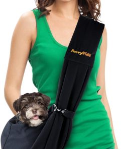 FurryFido Reversible Pet Sling Carrier for Cats Dogs up to 13+ lbs, Black