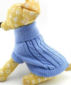 SMALLLEE_LUCKY_STORE Pet Cat Small Dog Sweater Classic Cable,Blue, XS - 5