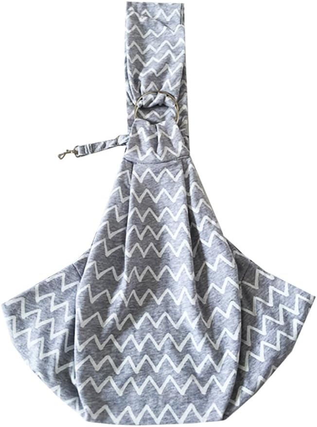 Tiger Mama Reversible Pet Sling Carrier for Pets Up to 12+ lbs (Adjustable Shoulder Strap Version) (Wave) - 1