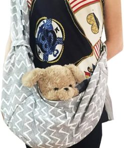 Tiger Mama Reversible Pet Sling Carrier for Pets Up to 12+ lbs (Adjustable Shoulder Strap Version) (Wave) - 5