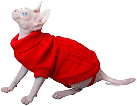 Turtleneck Pet Cats Sweater Aran Pullover Knitted Doggie Kitty Clothes Solid Colors for Kitten Chihuahua Pug - 1