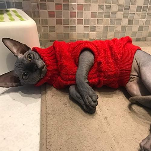 Turtleneck Pet Cats Sweater Aran Pullover Knitted Doggie Kitty Clothes Solid Colors for Kitten Chihuahua Pug - 5