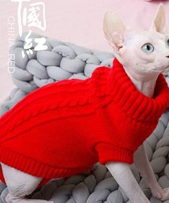 Turtleneck Pet Cats Sweater Aran Pullover Knitted Doggie Kitty Clothes Solid Colors for Kitten Chihuahua Pug - 6