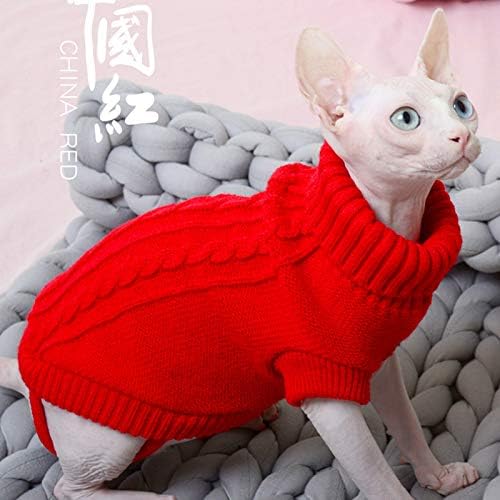 Turtleneck Pet Cats Sweater Aran Pullover Knitted Doggie Kitty Clothes Solid Colors for Kitten Chihuahua Pug - 6