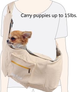 sPETyle Hands Free Reversible Pet Bag Sling Carrier with Adjustable Strap for Small Dogs Puppies Cats Rabbits - 2
