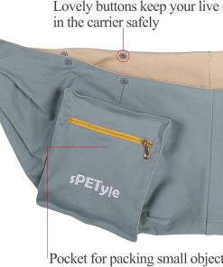 sPETyle Hands Free Reversible Pet Bag Sling Carrier with Adjustable Strap for Small Dogs Puppies Cats Rabbits - 3