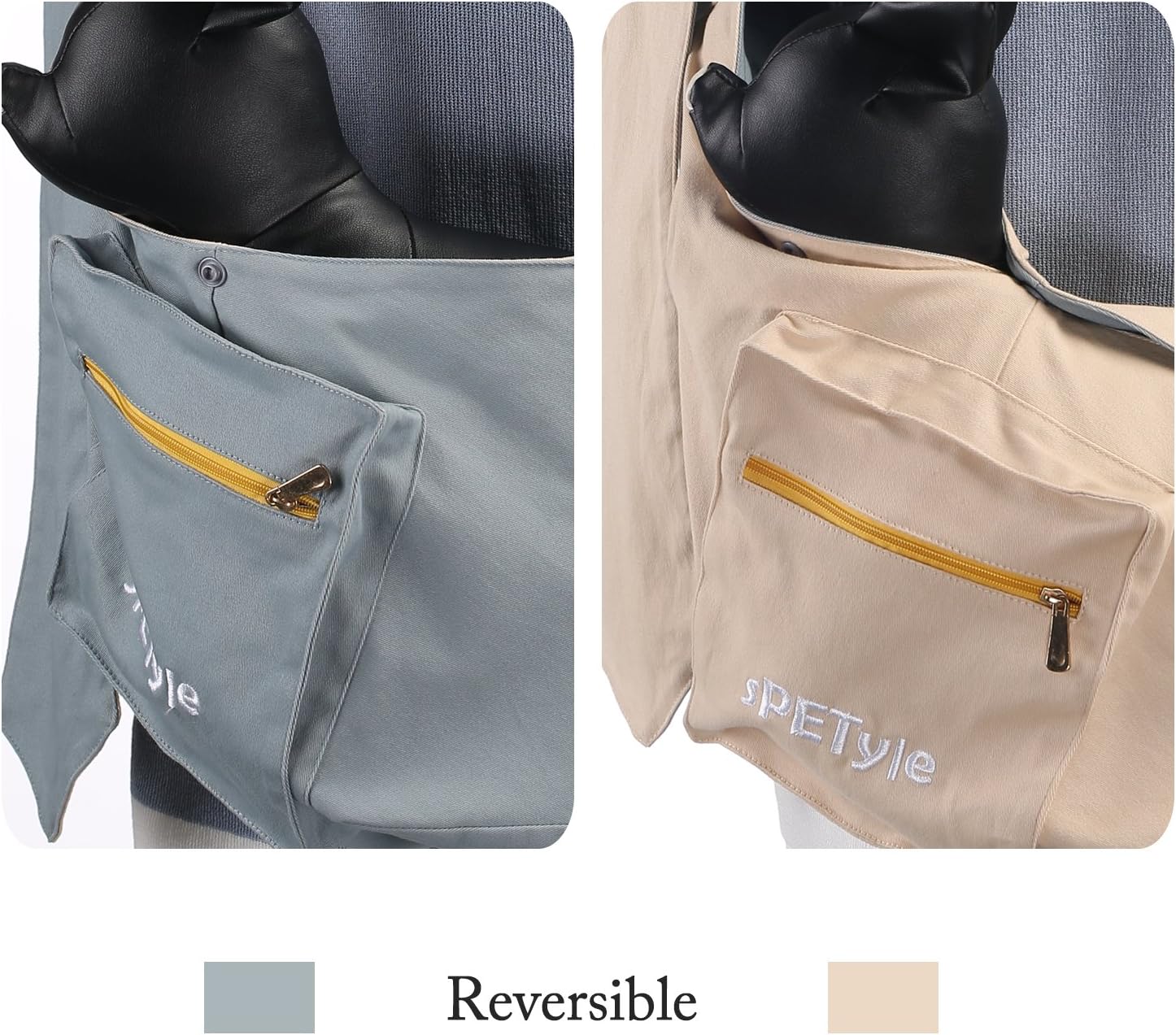 sPETyle Hands Free Reversible Pet Bag Sling Carrier with Adjustable Strap for Small Dogs Puppies Cats Rabbits - 5