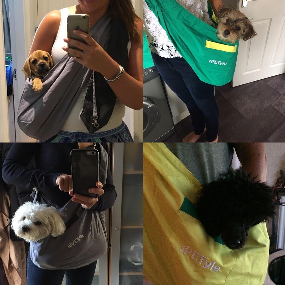 sPETyle Hands Free Reversible Pet Bag Sling Carrier with Adjustable Strap for Small Dogs Puppies Cats Rabbits - 8