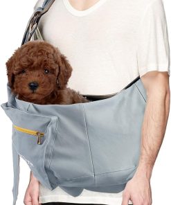 sPETyle Hands Free Reversible Pet Bag Sling Carrier with Adjustable Strap for Small Dogs Puppies Cats Rabbits - 9