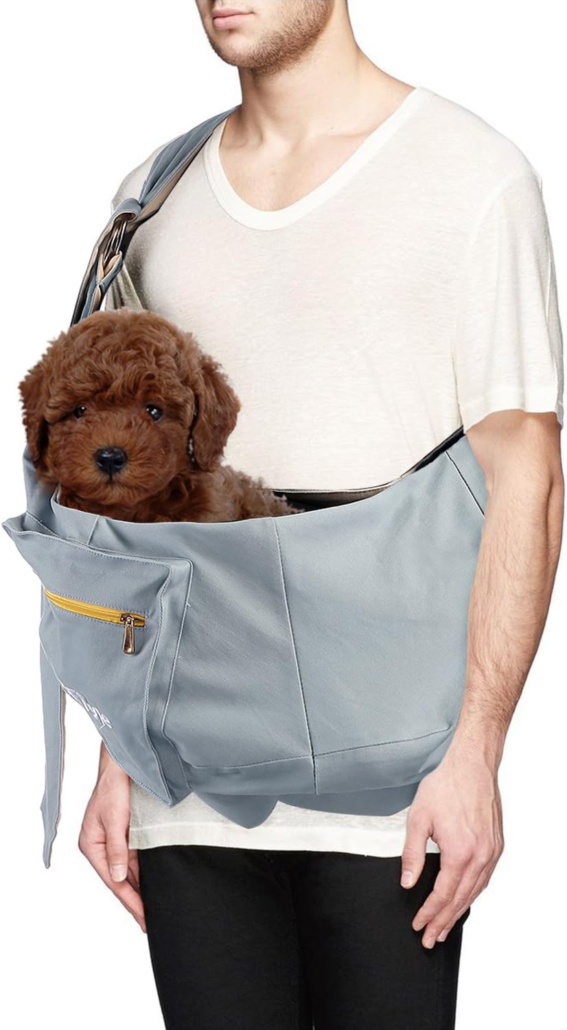 sPETyle Hands Free Reversible Pet Bag Sling Carrier with Adjustable Strap for Small Dogs Puppies Cats Rabbits - 9