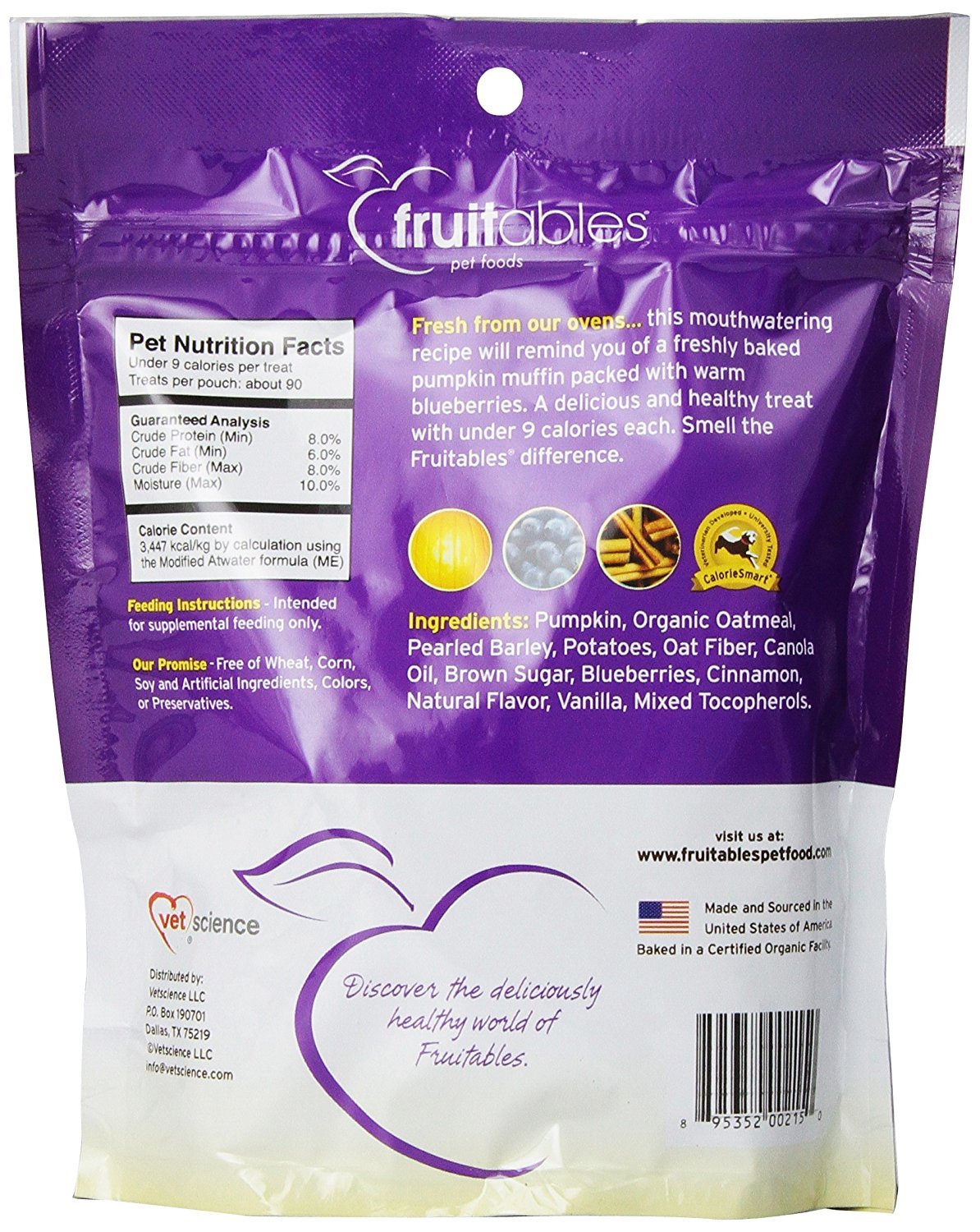 Fruitables Pumpkin & Blueberry Crunchy Dog Treats 1-7 ounce Pouch 2