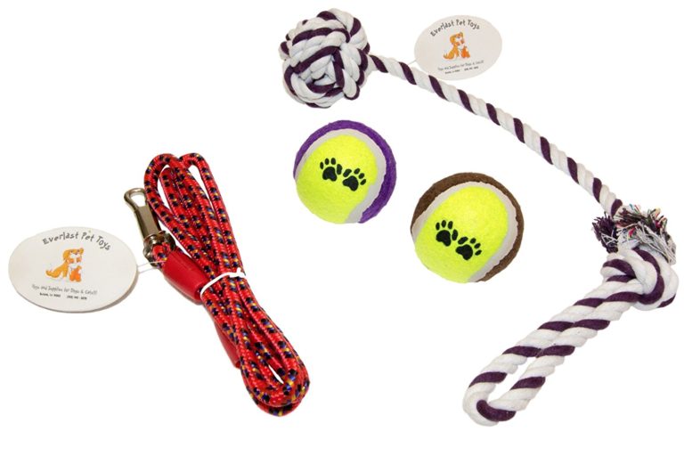 Everlast Pet Toys Rope & Leash Bundle For Dogs Knotted Ball Pull Rope