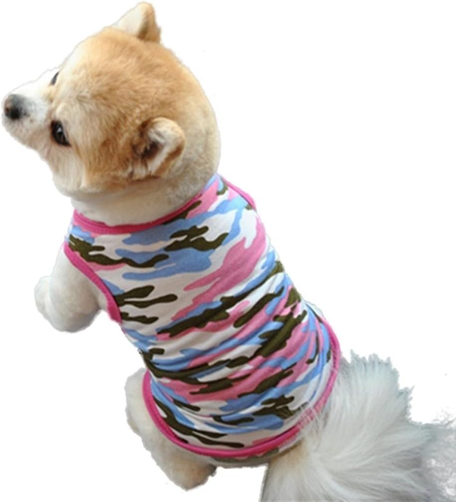 Dog Clothes Summer, Wakeu Pet Puppy Vest Camouflage Patten T-shirt Apparel For Chihuahua Small Dog Boy Girl (Pink, XS) - 1