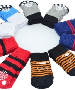 Traction Control Cotton Socks Indoor Dog Nonskid Knit Socks 5 Pairs Random Color - 1