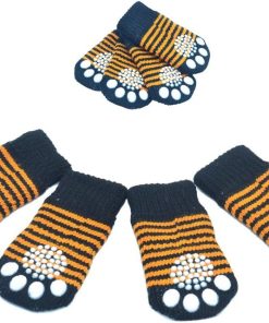 Traction Control Cotton Socks Indoor Dog Nonskid Knit Socks 5 Pairs Random Color - 8