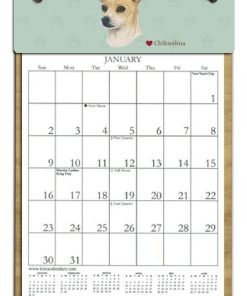 Wooden Refillable Dog Calendar Holder filled with 2018, 2019 and an order form for 2020-CHIHUAHUA