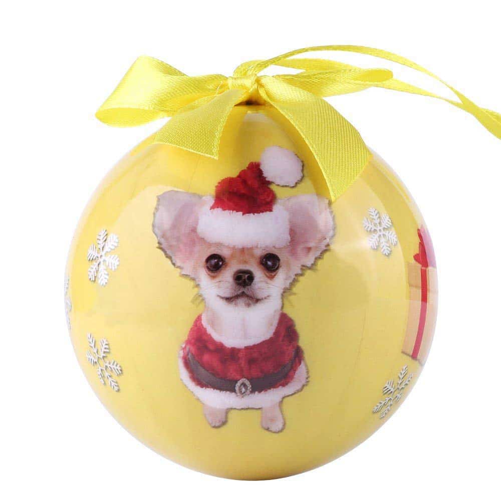 Cue Cue Pet Festive Ready to Hang Christmas Keepsake Miniature Chihuahua Ornament Shatterproof Ball
