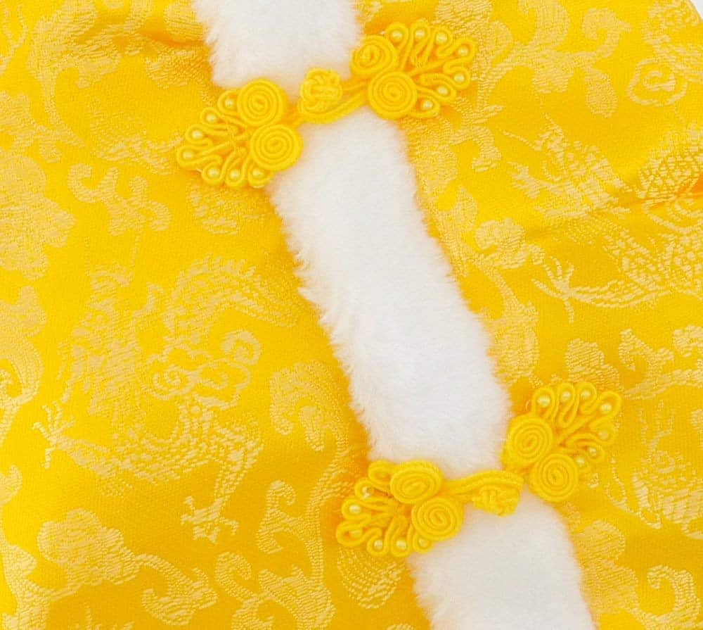 SMALLLEE_Lucky_Store Pet Clothes, Ancient Chinese Imperial Costume Silk Cover Fleece Lined Coat Prince Yellow S 7