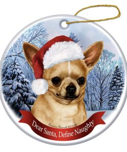 Chihuahua, Fawn Christmas Ornament 3" Porcelain Gift-Boxed with Tree Hook and Magnet Pet Holiday Decoration Bundle by Imprints Plus (HO 070) 2