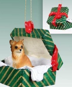 Conversation Concepts Chihuahua Green Gift Box Dog Ornament - Longhair