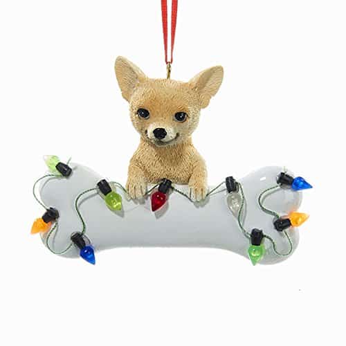 Kurt Adler 2 75" Resin Chihuahua With bone Ornament