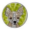 Silver Creek Chihuahua Sun Catcher Puppy Dog 10" Zinc Framed Glass Window w Chain