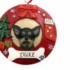 Wreath Chihuahua, Black Color Personalized Christmas Ornament