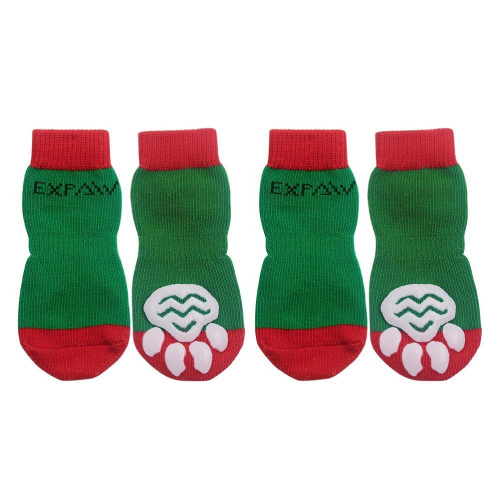 EXPAWLORER Christmas Dog Socks Non Slip for Hardwood Floors