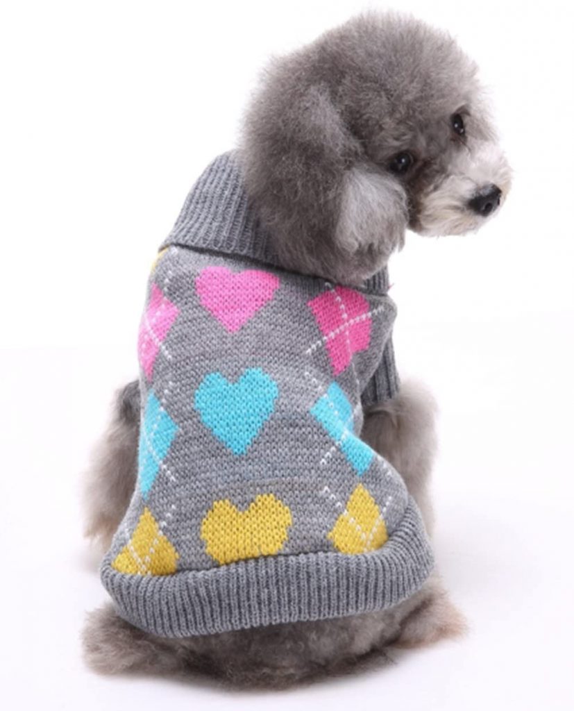 BINGPET Dog Argyle Sweater Cute Winter Pets Clothes 6