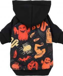 Fitwarm Halloween Dog Costume Puppy Hoodies Pumkin Doggie Winter Clothes Sweatshirt Pet Hooded Coat Cat Jackets X-Small 4