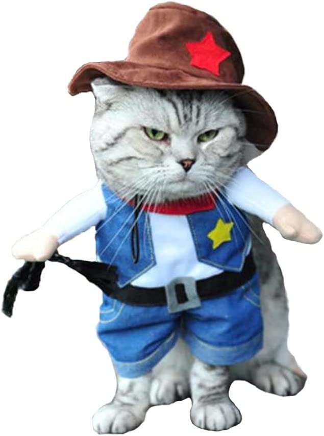 Hotumn Cowboy Dog Costume with Hat Dog Clothes Halloween Costumes for Cat and Small Dog(XS) 2