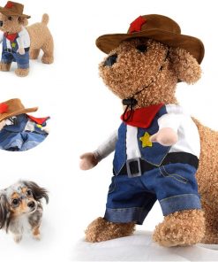 Hotumn Cowboy Dog Costume with Hat Dog Clothes Halloween Costumes for Cat and Small Dog(XS) 3