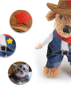 Hotumn Cowboy Dog Costume with Hat Dog Clothes Halloween Costumes for Cat and Small Dog(XS) 4