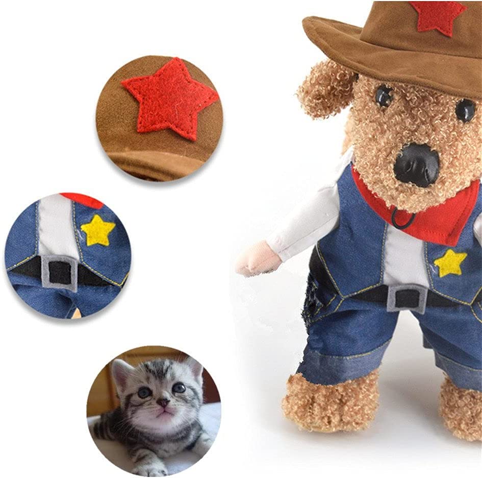 Hotumn Cowboy Dog Costume with Hat Dog Clothes Halloween Costumes for Cat and Small Dog(XS) 4